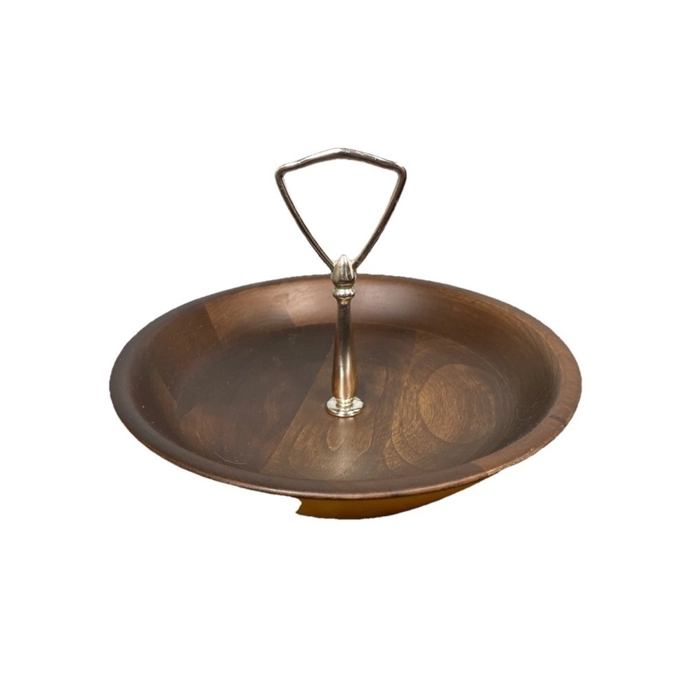 Vintage Ozark Walnutware Candy Nut Dish Solid Walnut Mid Century Modern 8 inch